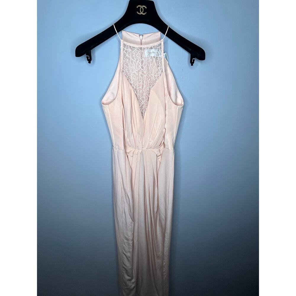 Zimmermann Pink Silk Web High-Neck Lace Panel Formal Maxi Dress Women's 0